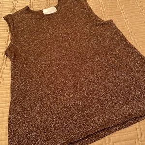 NWT Susan Graver top, sleeveless, acrylic blend, brown metallic, brand new, M